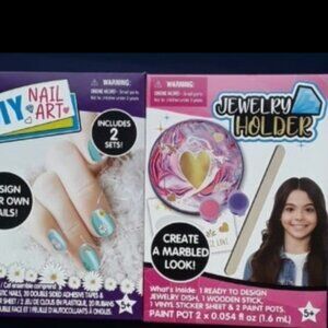 x4 KIDS DIY NAIL ART AND JEWELRY HOLDER SET party girls fun sleepover makeup